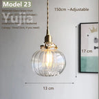 Vintage Green Glass Pendant Light With Brass Details
