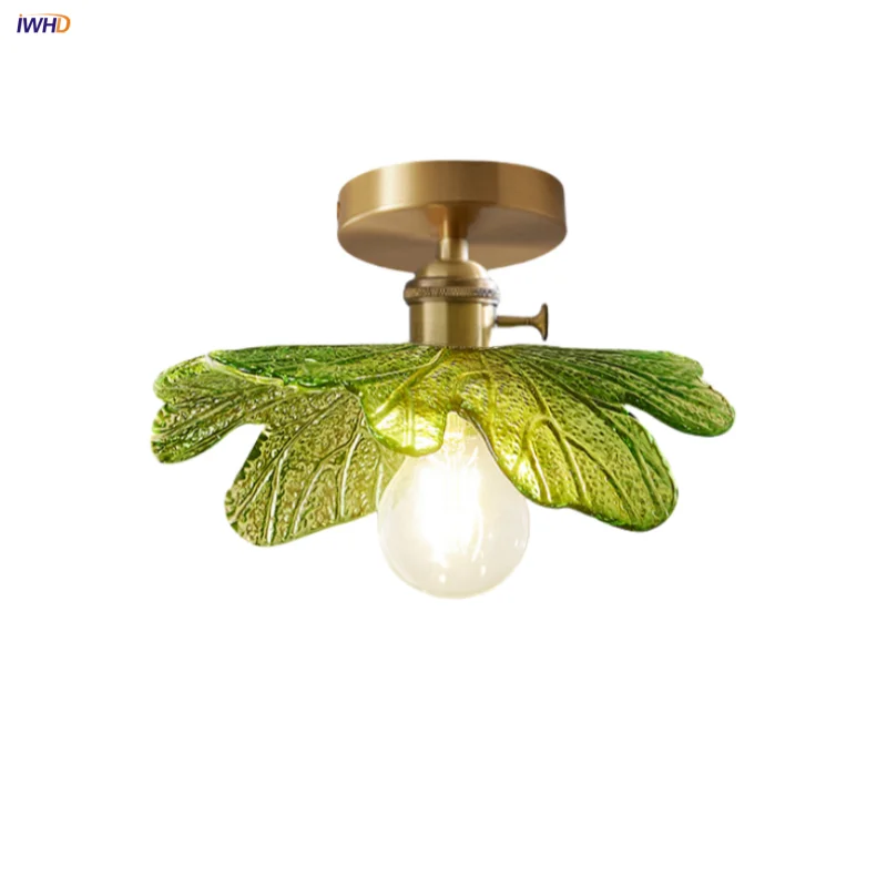 مصباح سقف نحاسي زجاجي على شكل زهرة خضراء DecorBites™ - إضاءة LED عصرية على الطراز الاسكندنافي لغرفة المعيشة وغرفة النوم والردهة