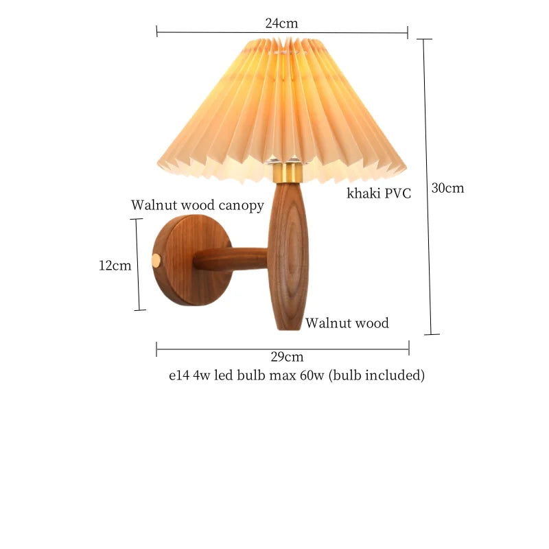 DecorBites™ Cream PVC LED Wall Lamps Japanese Walnut Wood Applique Murale