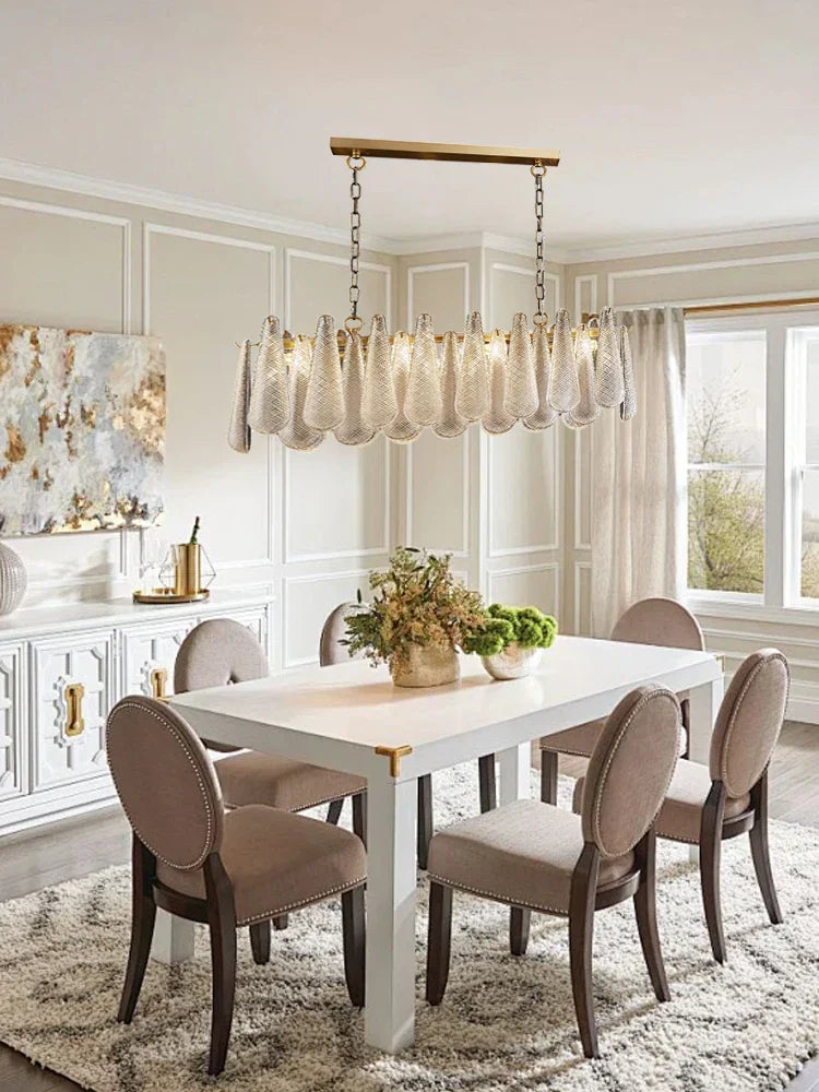 مصباح DecorBites™ الذهبي المعلق من الزجاج لطاولة الطعام والفندق، مصابيح سقف بهو حديثة