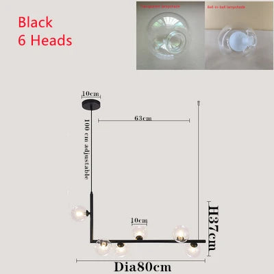 DecorBites™ Dual Glass Lamp Ceiling Chandelier LED Suspension Light for Dining and Kitchen