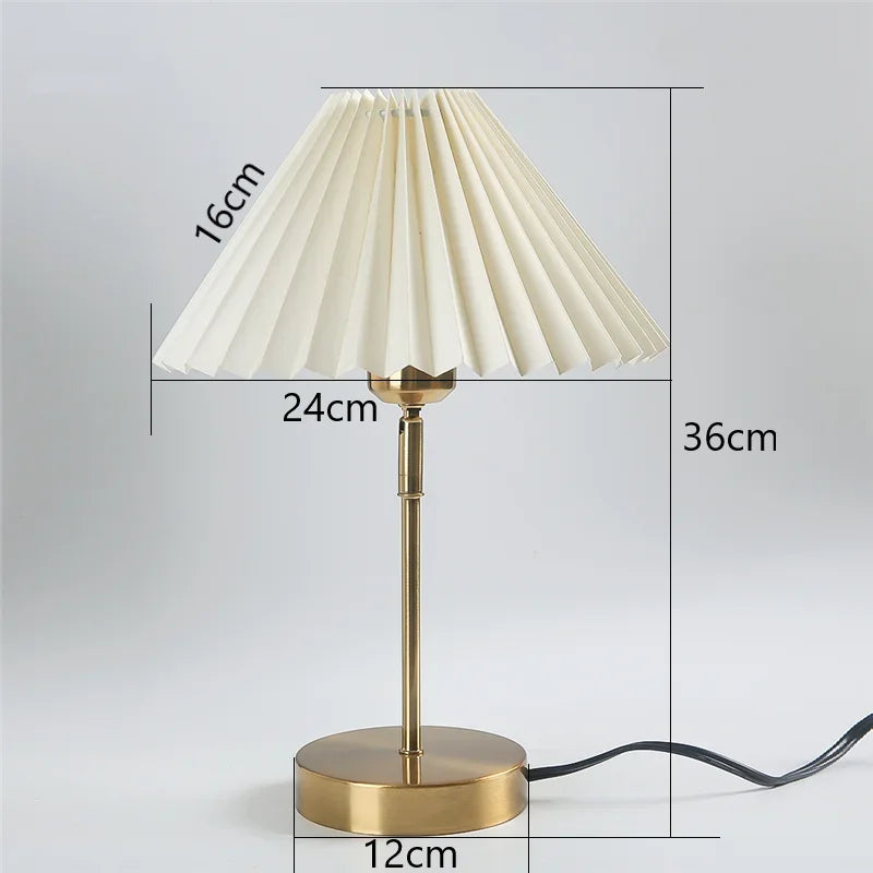 Adjustable Pleated Table Lamp Nordic Retro LED Desk Light for Living Room Bedroom by DecorBites™