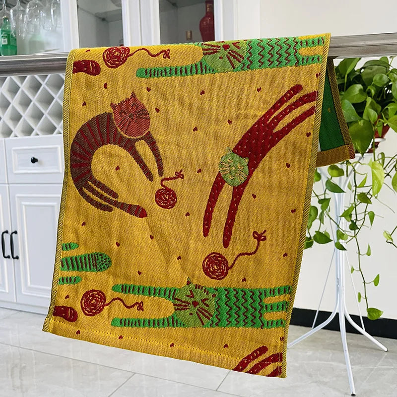 DecorBites™ مناشف وجه كرتونية للأطفال - طقم من 3 | بطبعة قطط | 100% قطن | 25*50 سم