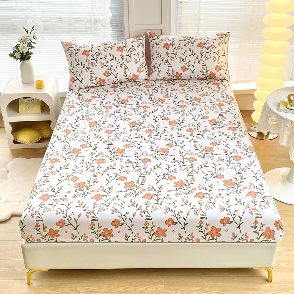 طقم ملاءات جولدن فيذر من DecorBites™: ملاءة مُجهزة ومخدتان، مفرش سرير لجميع الفصول
