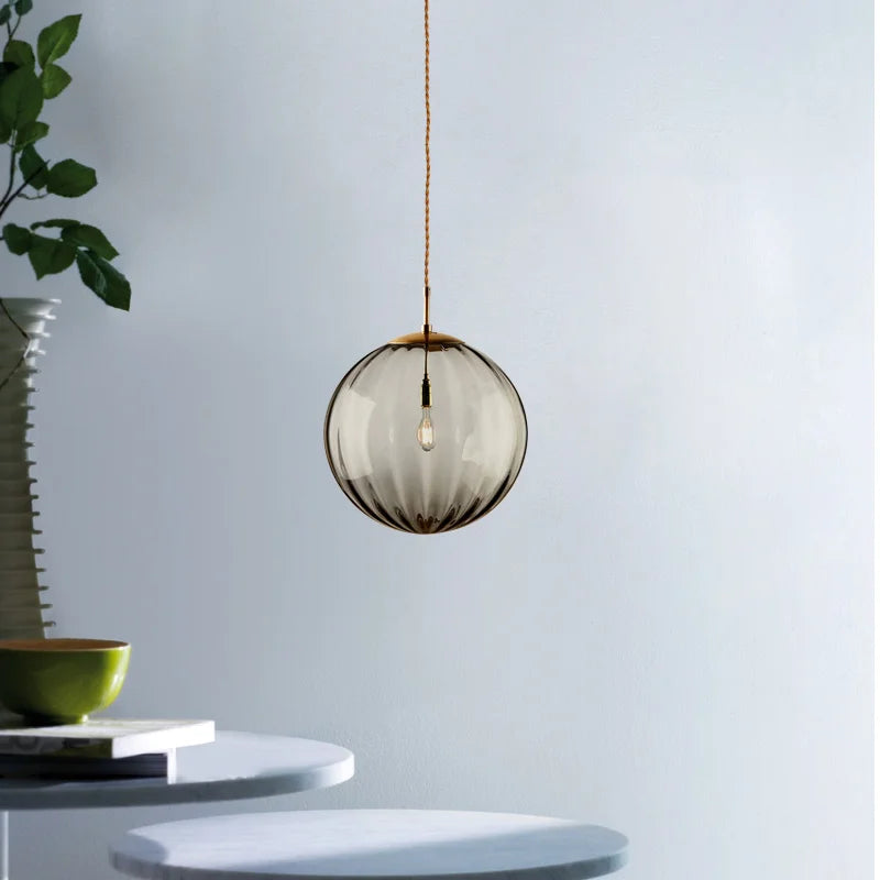 Nordic Glass Globe Pendant Light With Iron Finish