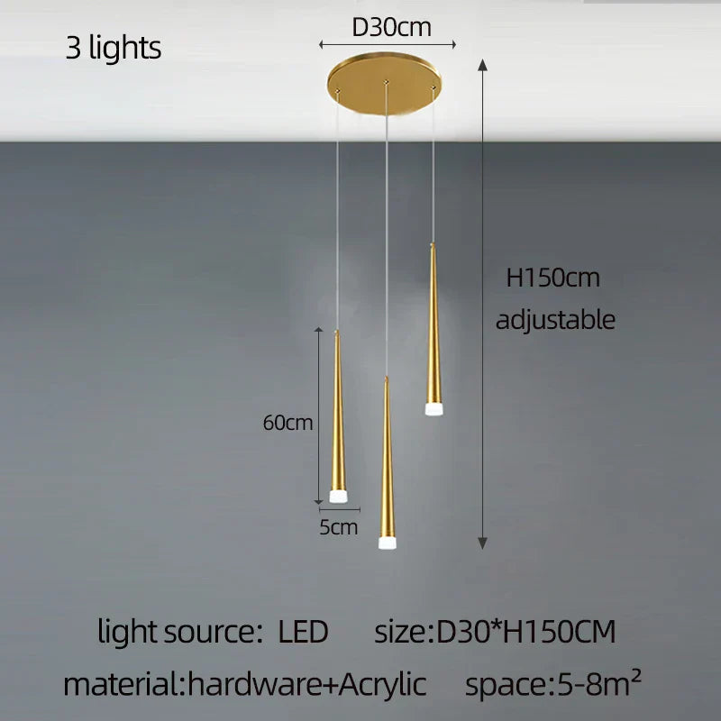 DecorBites™ Golden LED Tapered Chandelier for Modern Living Room & Kitchen Lighting
