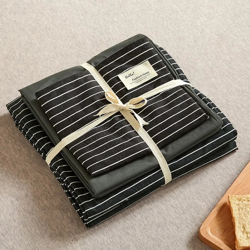 طقم مفروشات سرير قطني بطبعة شبكية يابانية من DecorBites™ مقاس كوين/كينغ لنوم مريح