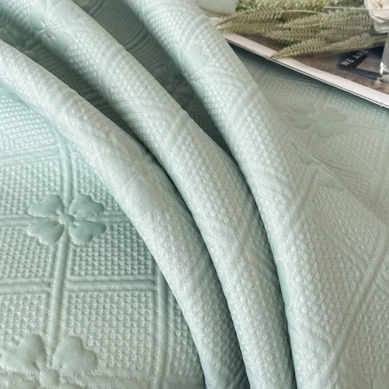 DecorBites™ Ice Bean Jacquard Bed Skirt Set - 3 Piece, Summer Washed Mattress Mat