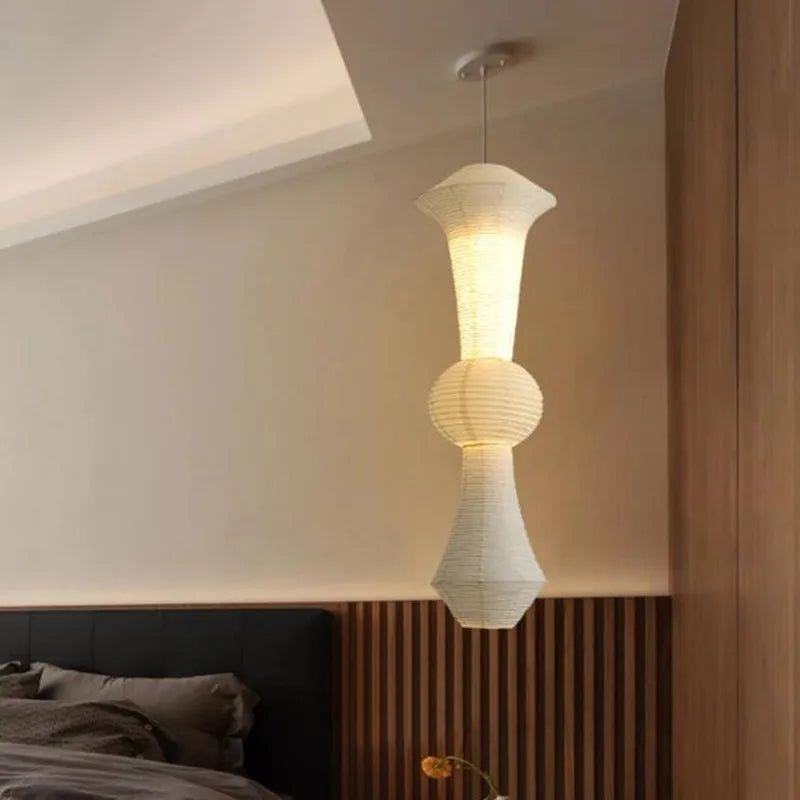 Japandi White Rice Paper Akari Pendant Light