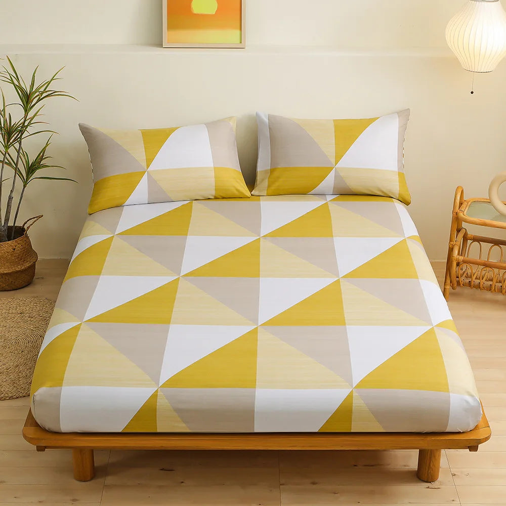 DecorBites™ Geometric Figure Sheet Set with 2 Pillowcases for Bedroom All Seasons