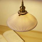 Japanese Ceramic Pendant Light in White and Bronze