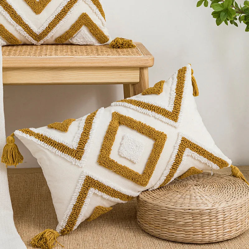 DecorBites™ Geometric Tufted Plush Cushion Cover for Stylish Home Decor