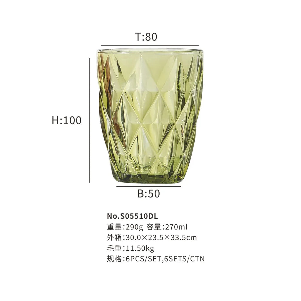 DecorBites™ 240ml Water Glass Drinkware for Cold Beverages, Perfect for Family and Friends Party