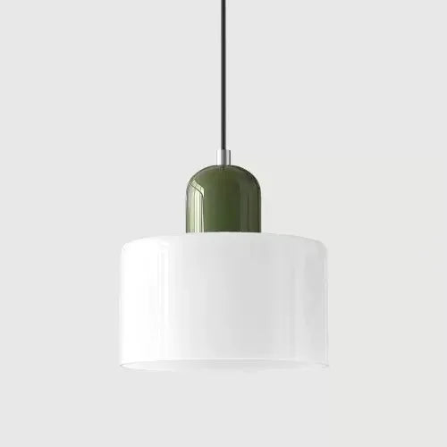Vintage Stained Glass Mini Pendant Light in Pink Green White