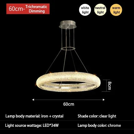 DecorBites™ Elegant Chrome Crystal Chandelier for Dining Room Living Room Bedroom Hallway