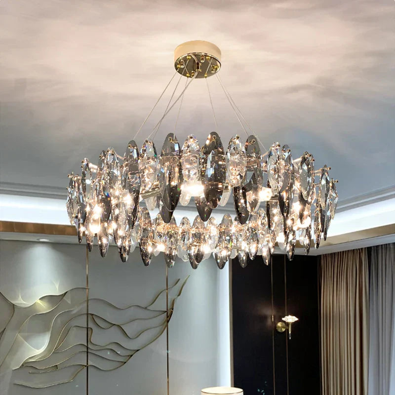 2024 DecorBites™ Ash Crystal Ceiling Chandeliers, Modern Living Room Pendant Lamps, Home Decor Lighting