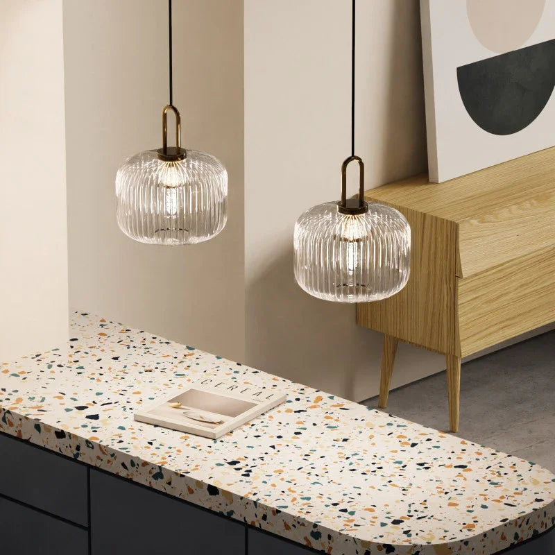 DecorBites™ مصباح معلق زجاجي ياباني: مصباح LED حديث على الطراز الاسكندنافي لغرفة النوم والديكور المنزلي