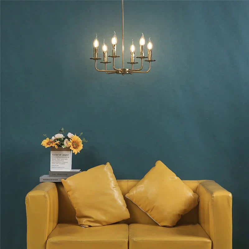 DecorBites™ مصابيح ثريا فنية حديدية لغرفة الطعام والمعيشة والمطبخ - وحدات إضاءة على شكل شمعة E14