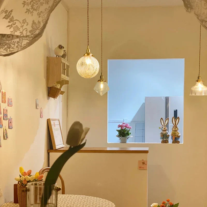 DecorBites™ Clear Glass LED Pendant Light: Modern Copper Hanging Lamp for Home Indoor Decor