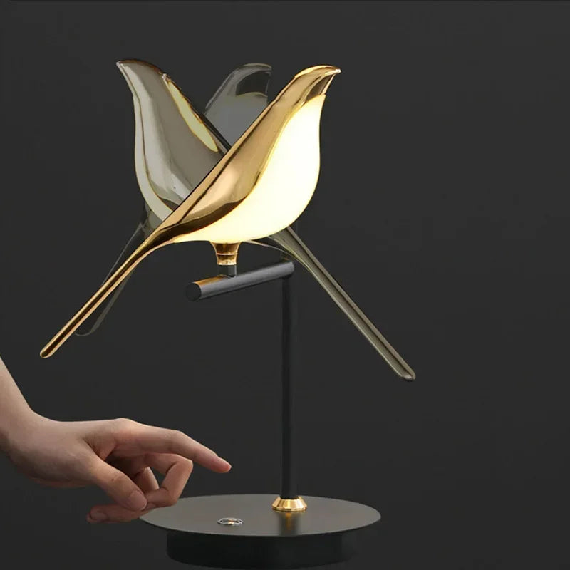 Modern Magpie Bird Pendant Light in Iron Finish