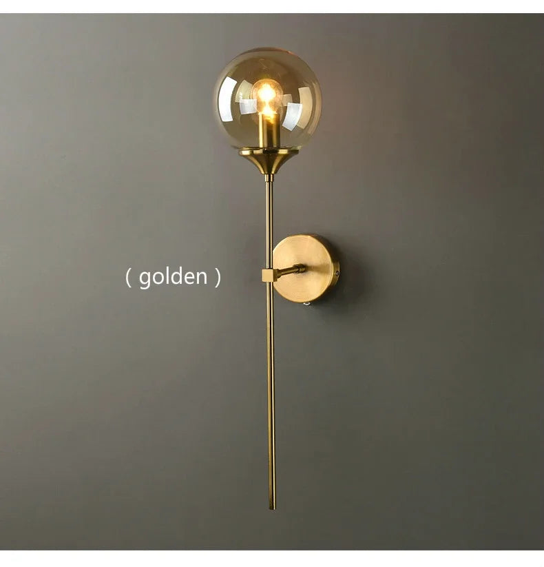 وحدة إضاءة جدارية زجاجية دائرية ذهبية من DecorBites™: تصميم إسكندنافي عصري لديكور المنزل