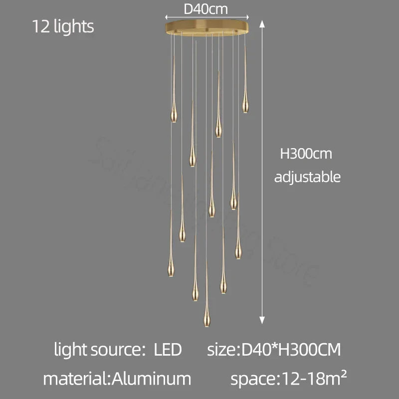 DecorBites™ Gold-Plated LED Chandelier for Luxury Living Room and Restaurant