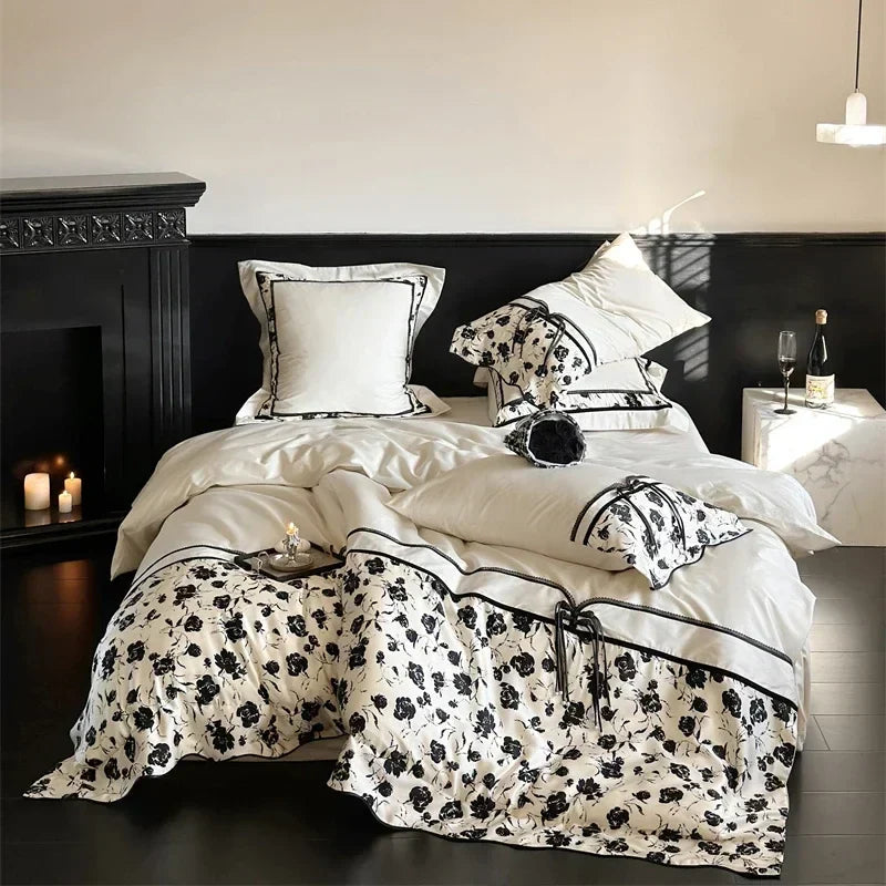 DecorBites™ Cotton Patchwork Bedding Set King Queen Ru Full Size Sheet Duvet Cover Pillowcase Linens