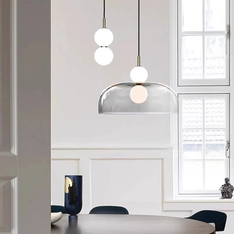DecorBites™ Double Balls Glass Chandelier Pendant Light for Kitchen Dining Room