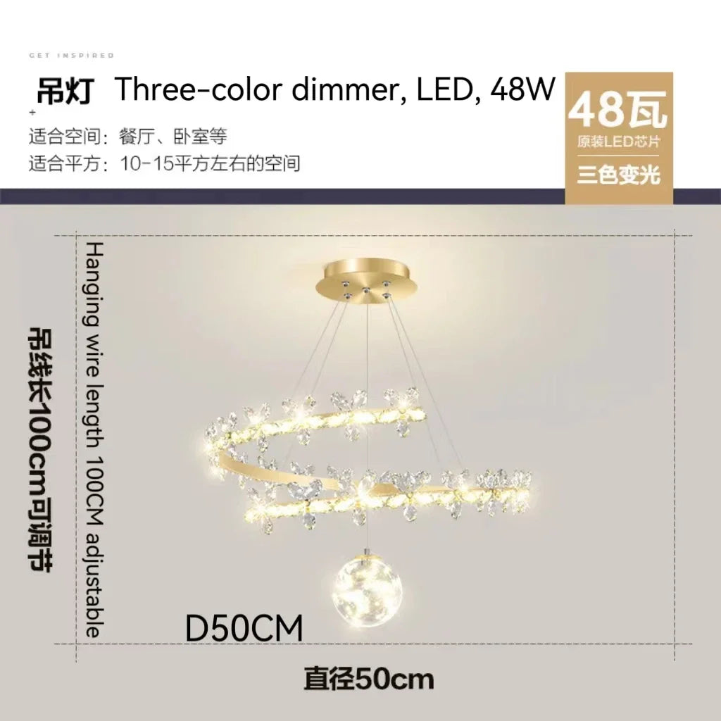 DecorBites™ Crystal Flower Gold Ceiling Chandelier: Modern Luxury Nordic Living Room Light