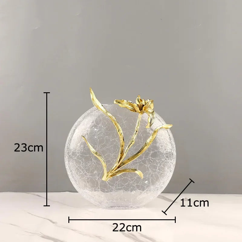مزهرية زجاجية على شكل زهرة ذهبية من DecorBites™ لتزيين المكتب، فازات زهور جمالية، ديكور للغرفة