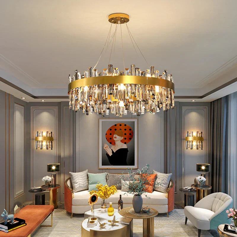 DecorBites™ Crystal Ceiling Chandelier LED Hanging Lamps for Living Room Luxe Décor