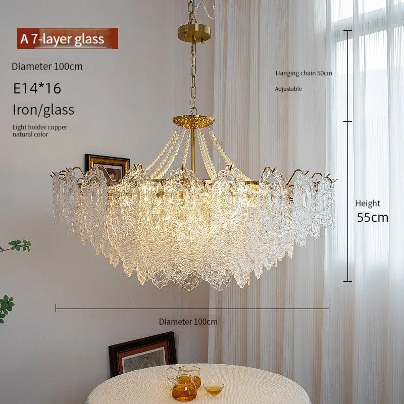 ثريا DecorBites™ الزجاجية الشفافة بتقنية LED: تصميم فرنسي عصري لغرفة المعيشة، غرفة النوم، المطبخ.