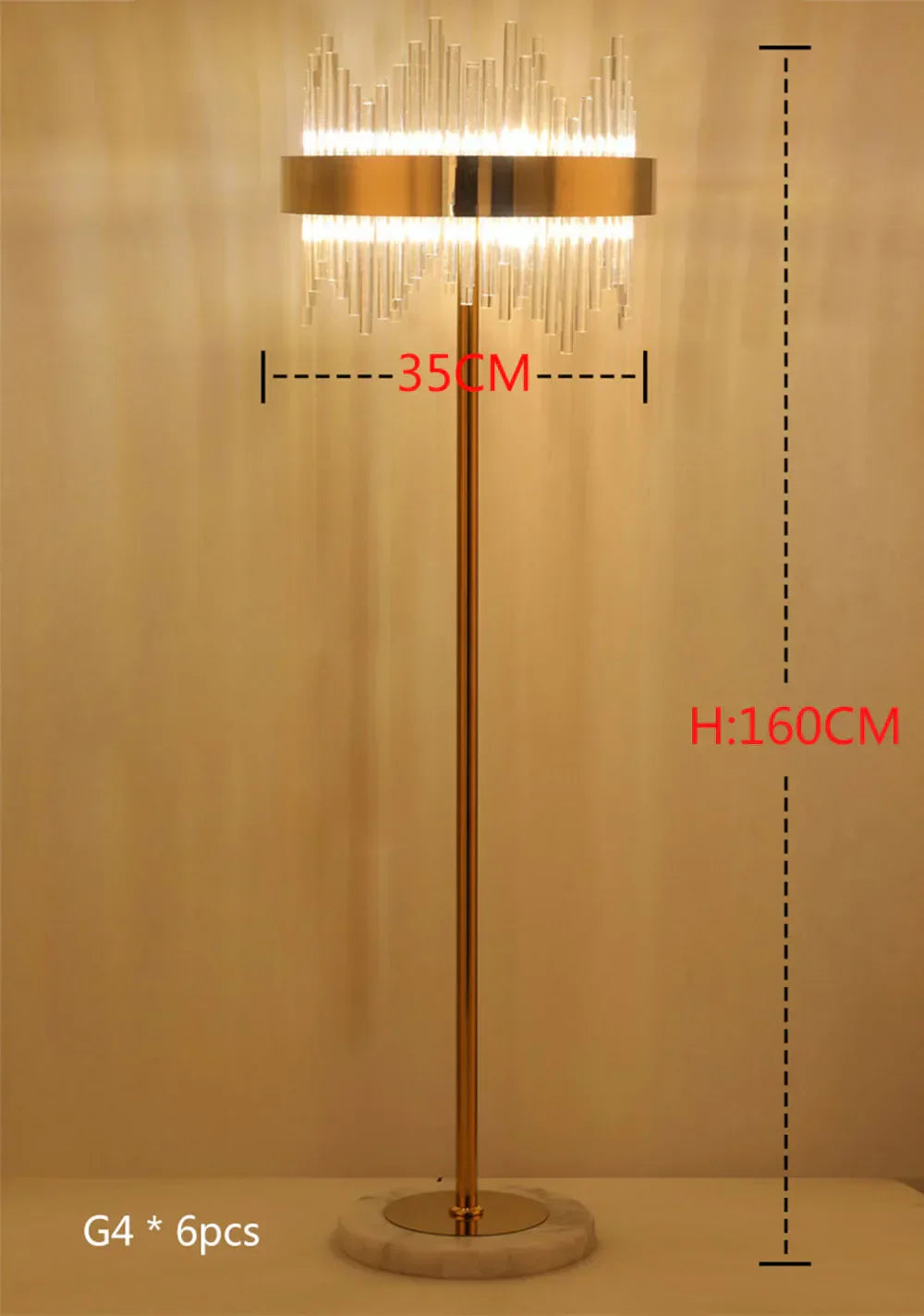 DecorBites™ Crystal Gold Floor Lamp for Bedroom & Living Room - Modern Luxury LED Light