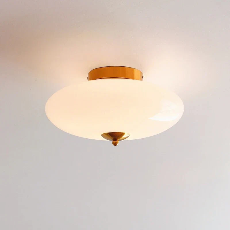 DecorBites™ Cream White Glass Ceiling Lamp | LED Bauhaus Dining Room Decor