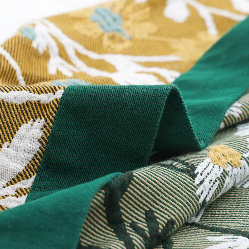 DecorBites™ Cotton Throw Blanket - Retro Chinese Style Quilt & Sofa Cover