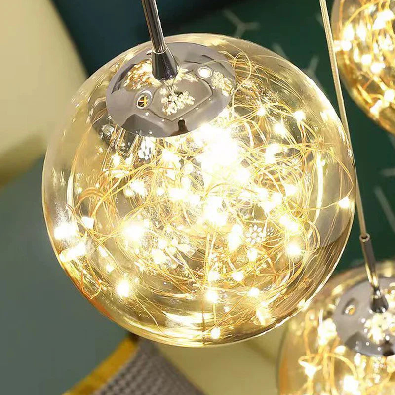 ثريا لولبية زجاجية ديكور بايتس™ للمدرج الحديث ومصابيح السقف LED لطاولة الطعام