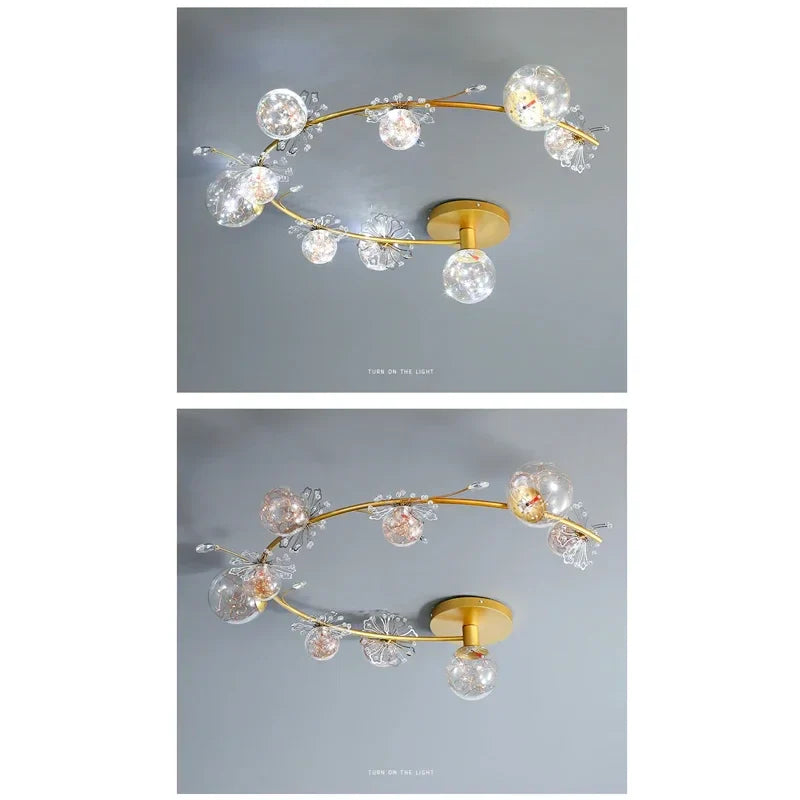 ثريا DecorBites™ الكروية الذهبية الكريستالية LED لغرفة المعيشة وغرفة النوم وغرفة الطعام والمطبخ الحديثة