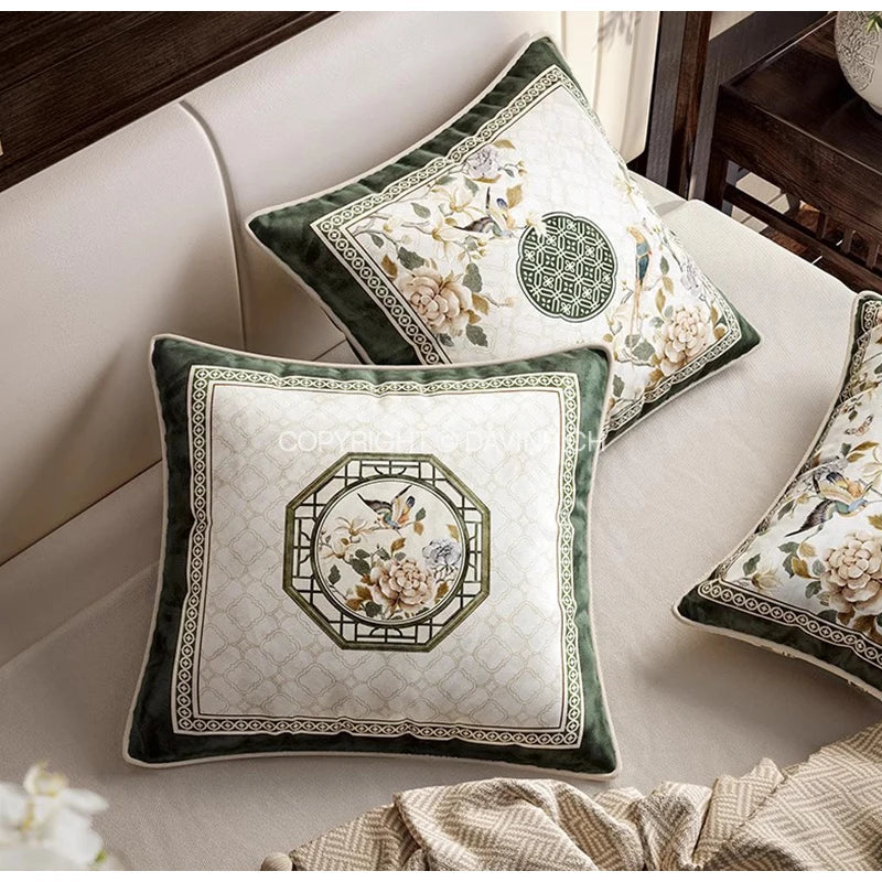 DecorBites™ Dream Floral Birds Print Oriental Cushion Covers for Luxury Sofa