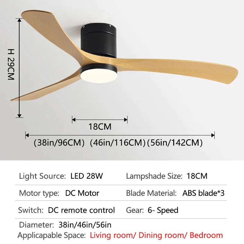 DecorBites™ 46-Inch Modern Black Ceiling Fan Light with Remote Control