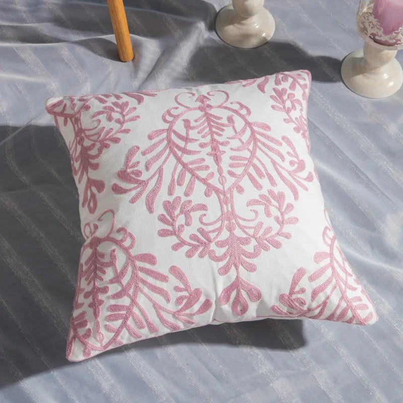 DecorBites™ Cotton Flower Embroidered Geometry Pillowcase 45*45cm - Sofa Living Room Bedside Pillows