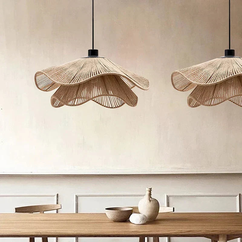 Lustre de plafond en corde de chanvre DecorBites™, suspensions LED minimalistes nordiques pour salle à manger