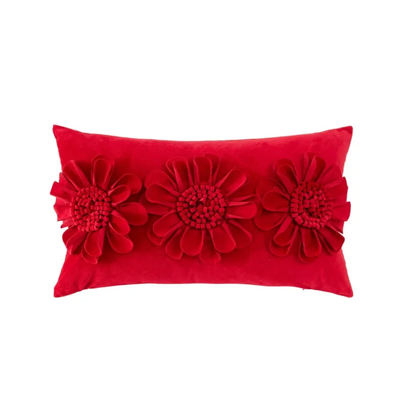 DecorBites™ 3D Velvet Flower Pillow Covers in Yellow Beige 45x45cm
