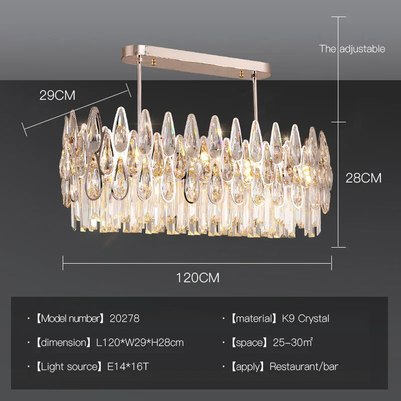 DecorBites™ Crystal LED Chandelier | Long Stairway Villa Light | Modern Luxury Post Lamp