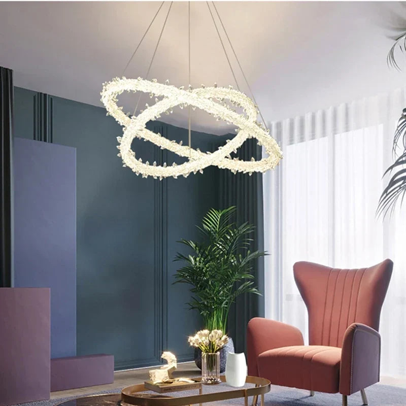 DecorBites™ Lustre rond en cristal K9 : Suspension LED moderne pour la maison, le salon, la chambre, le hall d'entrée
