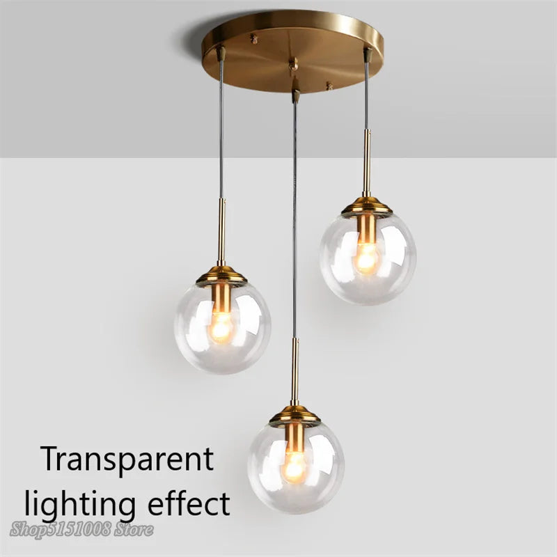 DecorBites™ Glass Pendant Lights: Nordic LED Hanging Lamp for Kitchen, Dining Room, Bedroom.