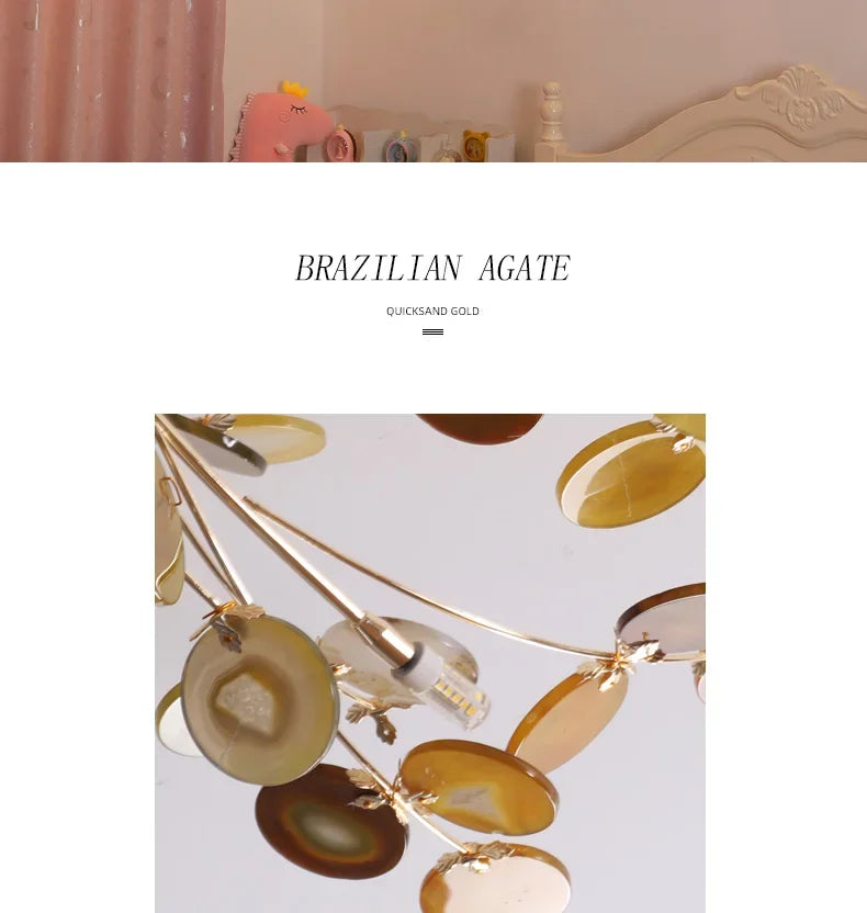 مصباح سقف DecorBites™ Leaf Agate: تصميم إسكندنافي عصري من اليشم لغرفة المعيشة والمطعم وغرفة النوم