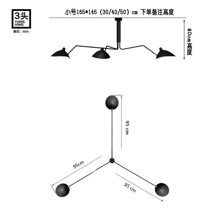 DecorBites™ Industrial Spider Serge Mouille Ceiling Lamp Black LED E27 Lighting