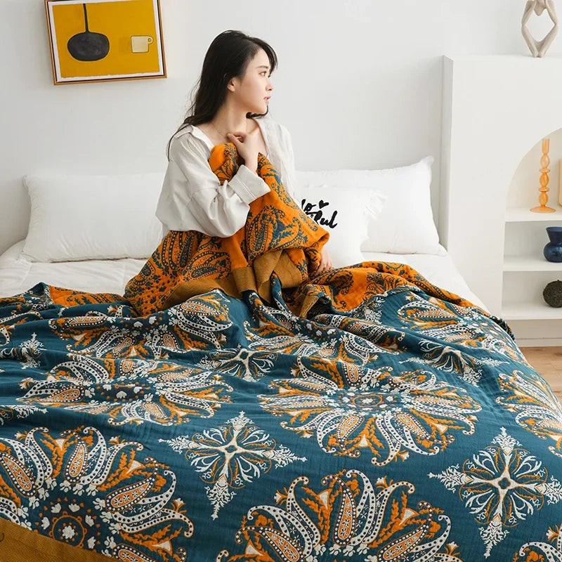 DecorBites™ Cotton Gauze Boho Throw Blanket