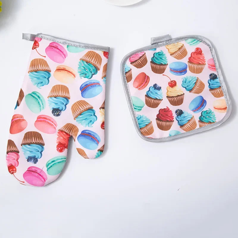 DecorBites™ Cotton Kitchen Baking Microwave Gloves for Heat Resistant Baking Oven Safety