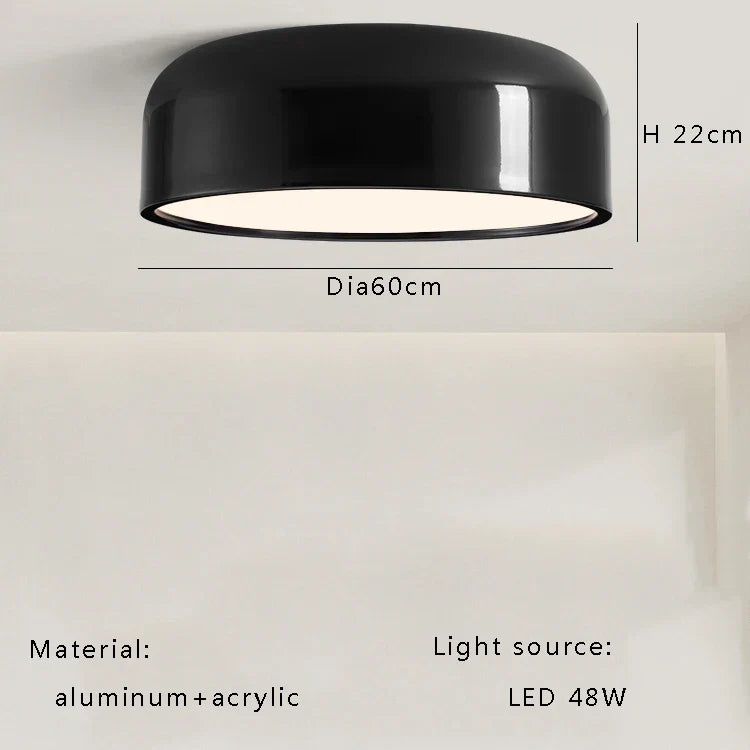 DecorBites™ Italian Minimalist Round LED Ceiling Lamp Black White Bedroom Light